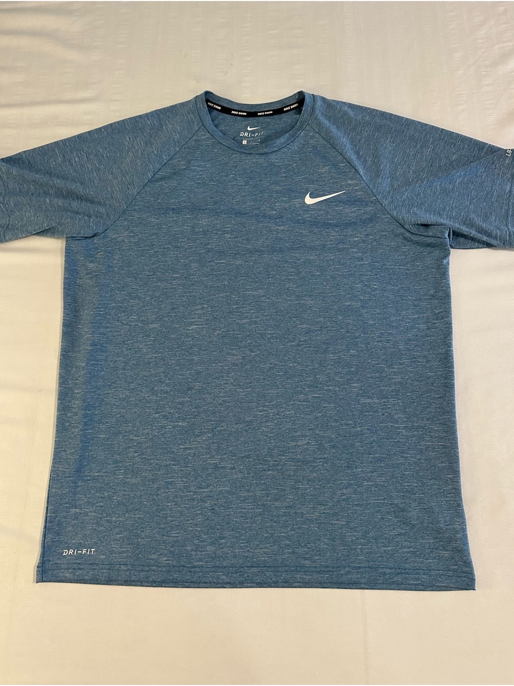Nike Men’s Dri-FIT Heather Blue Short Sleeve Swim  Shirt